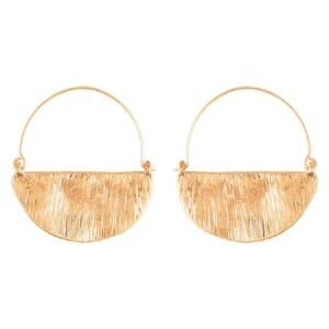 NEW NORDSTROM REVOLVE Gold Hammered Half Circle Disc Hoop Earrings Jewelry Boho
